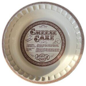Vintage Royal China Jeannette Cheesecake Recipe Pie Plate 11” USA Brown Accents
